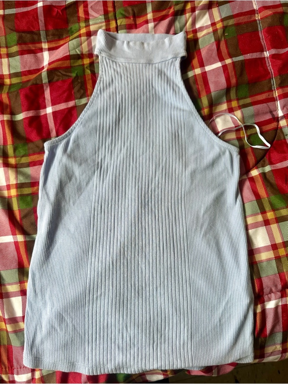 Anthropologie Pale Blue Ribbed Mock Neck Tank